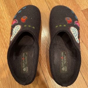 Haflinger Navy Blue Patterned Slippers
